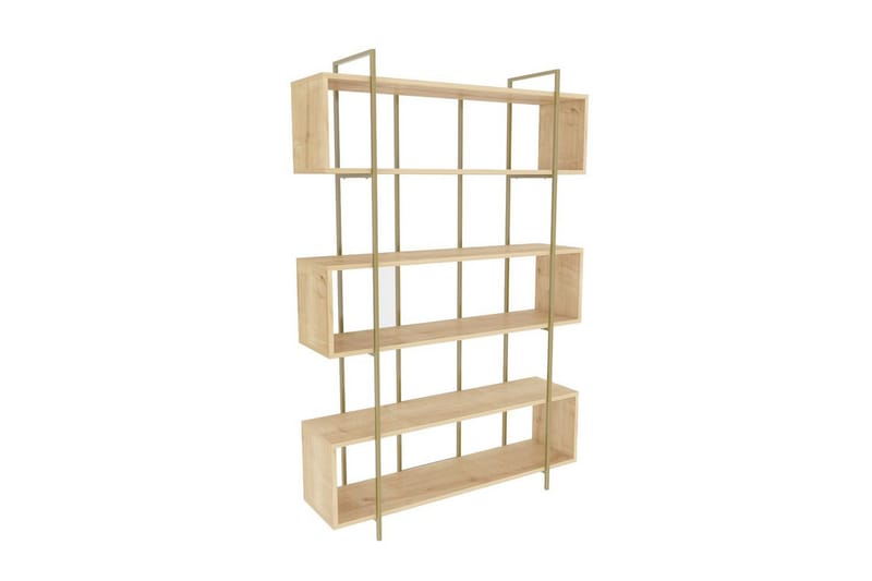 Bruti Bokhylla 120 cm i Ek, Brun|Gul