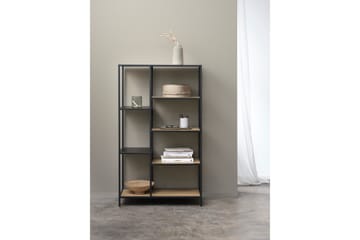 Cytis Industriell Bokhylla 80 cm i Metall med Träskiva - Svart - Förvaring - Hylla - Bokhylla