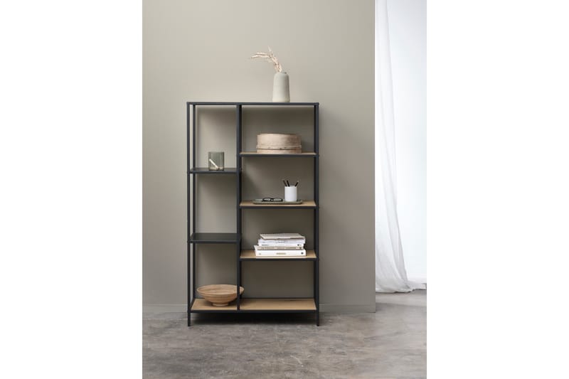 Cytis Industriell Bokhylla 80 cm i Metall med Träskiva - Svart - Förvaring - Hylla - Bokhylla