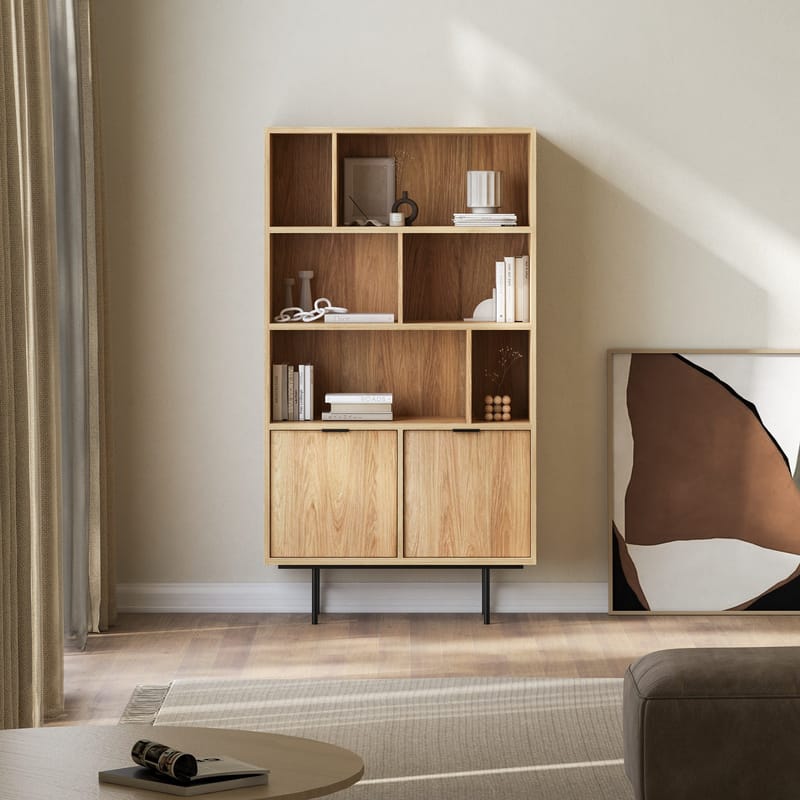 Dravo Bokhylla 90x185 cm - Naturlig hickory - Förvaring - Hylla - Bokhylla
