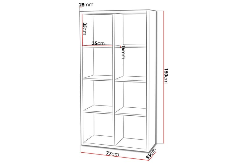 Franzine Bokhylla 77 cm i Ek - Ljusbrun - Förvaring - Hylla - Bokhylla