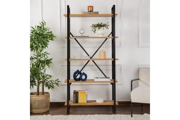 Haruka Bokhylla 90 cm i Furuträ - Svart|Beige - Förvaring - Hylla - Bokhylla