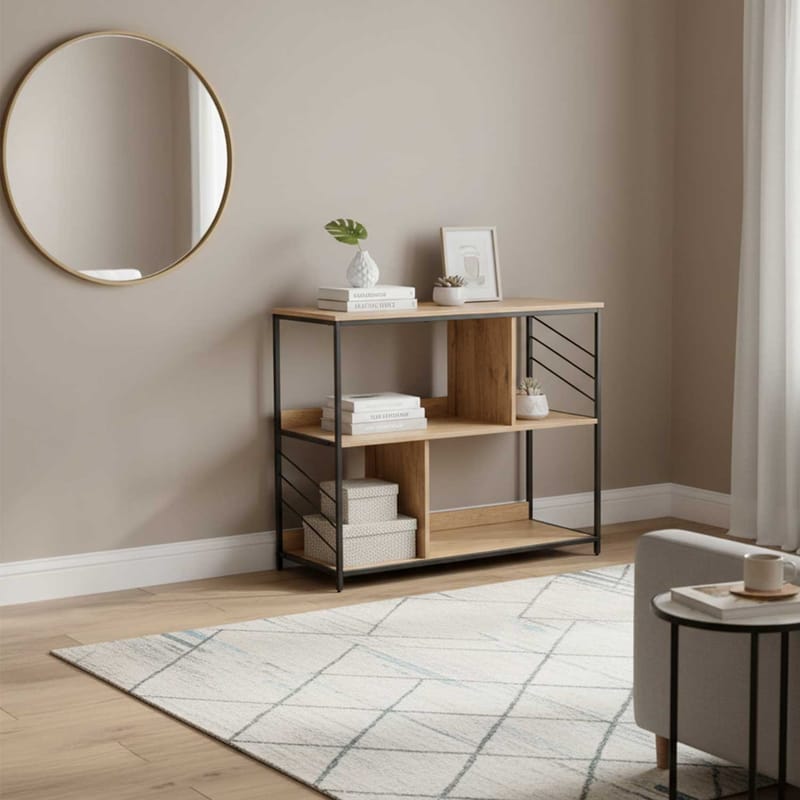 Hylla Dimitra 100x40x835 cm - ljust rustikt trä/svart - Förvaring - Hylla - Hyllplan & hyllkonsol
