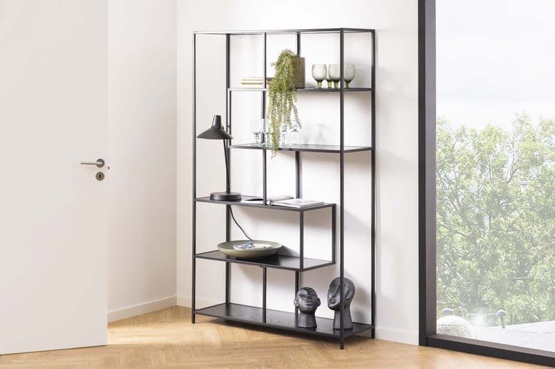 Hylla Seaford 114x35x185 cm - Svart - Förvaring - Hylla - Bokhylla
