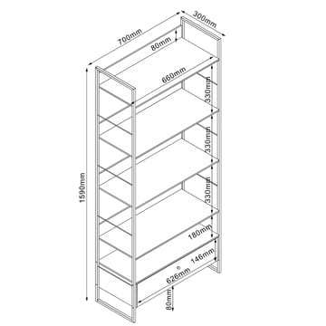 Hylla Study ek/vit 70x30x159 cm - ek/vit - Förvaring - Hylla - Hyllplan & hyllkonsol