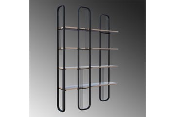Pemu Bokhylla 125 cm i Metall med Träskiva - Svart - Förvaring - Hylla - Bokhylla