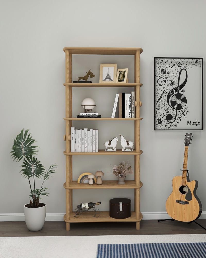 Pienk Bokhylla 80x174 cm - Ek - Förvaring - Hylla - Bokhylla