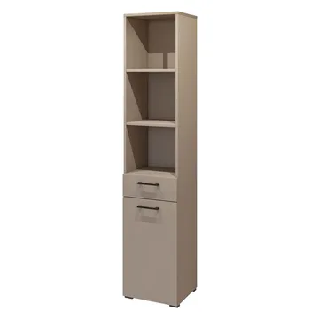Skåp Bokhylla 40 cm med 1 Låda och 1 Dörr i Ek - Taupe - Förvaring - Hylla - Bokhylla