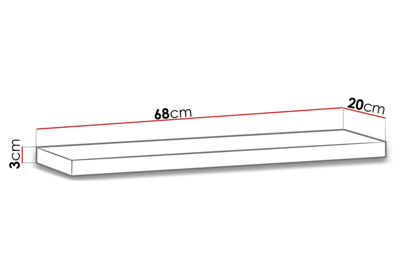 Ines Hylla 20x68 cm - Svart - Förvaring - Hylla - Vägghylla