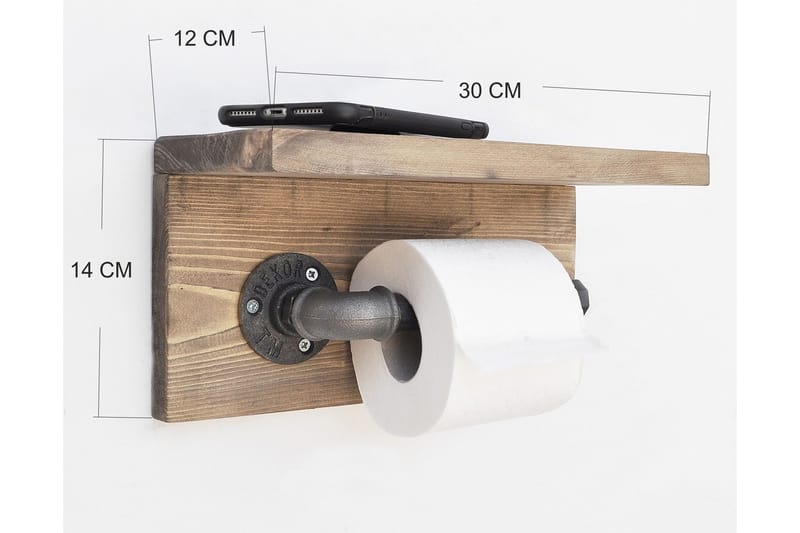 Pukkuri Pappershållare 30 cm - Brun/Svart - Hus & renovering - Kök & bad - Badrum - Badrumstillbehör - Toalettpappershållare
