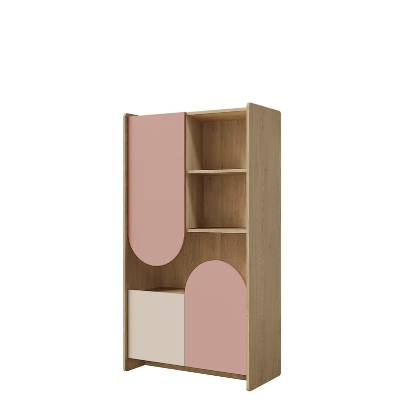 Zarek Bokhylla 84 cm i Ek, Rosa|Brun|Beige