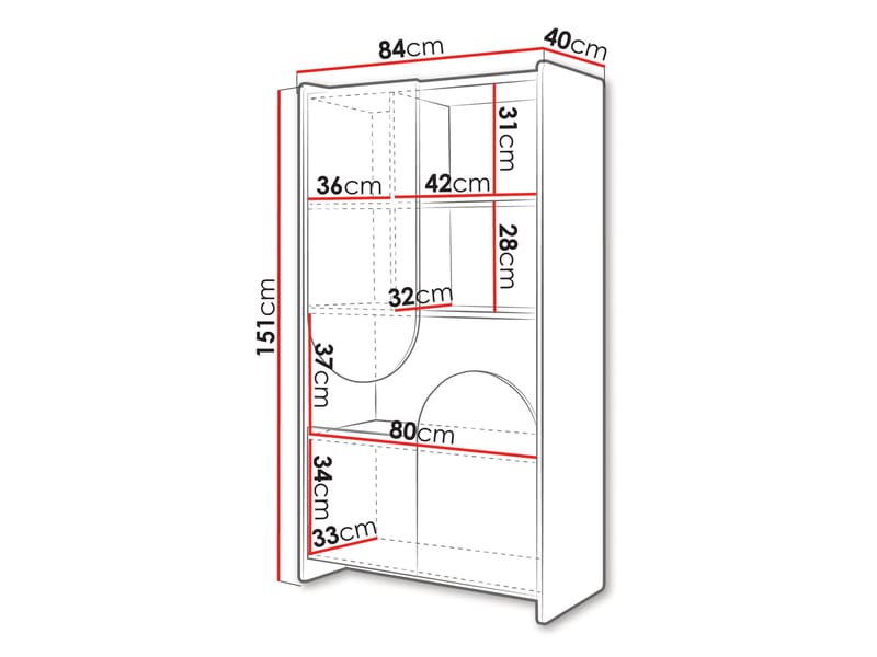 Zarek Bokhylla 84 cm i Ek - Rosa|Brun|Beige - Förvaring - Hylla - Bokhylla