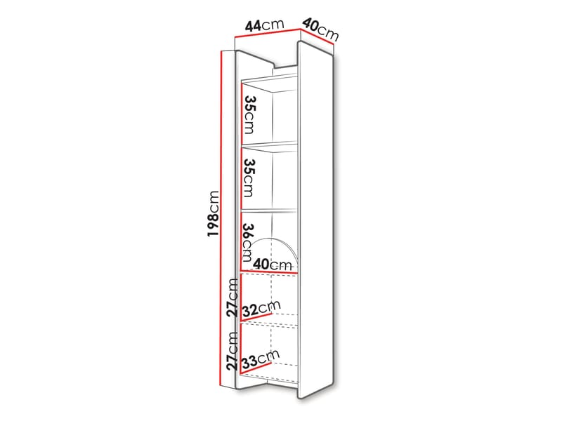 Zarek Smal Bokhylla 44 cm i Ek - Blå|Brun - Förvaring - Hylla - Bokhylla