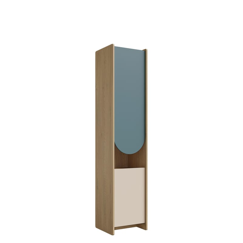 Zarek Smal Bokhylla 44 cm i Ek, Blå|Brun|Beige