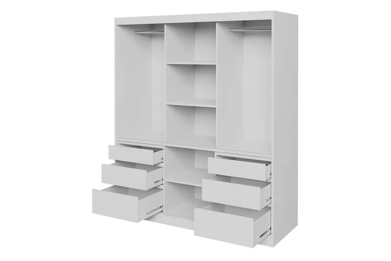 Abricot Garderob med Spegel 180x216x65 cm - Svart - Förvaring - Klädförvaring - Garderob & garderobssystem
