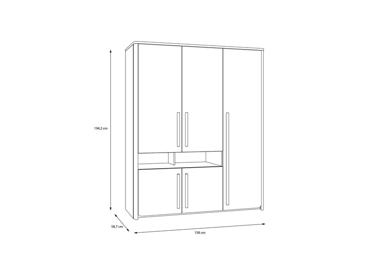 Ahmetbay Garderob 59x158 cm - Grå/Brun - Förvaring - Klädförvaring - Garderob & garderobssystem