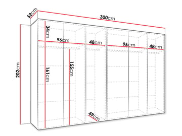 Barile Garderob 300 cm - svart - Förvaring - Klädförvaring - Garderob & garderobssystem