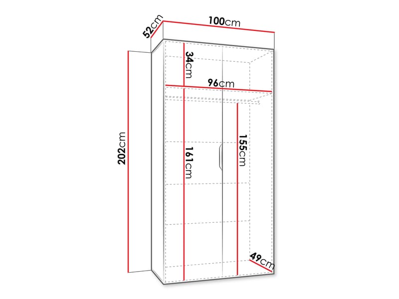 Barile Garderob med spegel 100 cm - kashmir - Förvaring - Klädförvaring - Garderob & garderobssystem