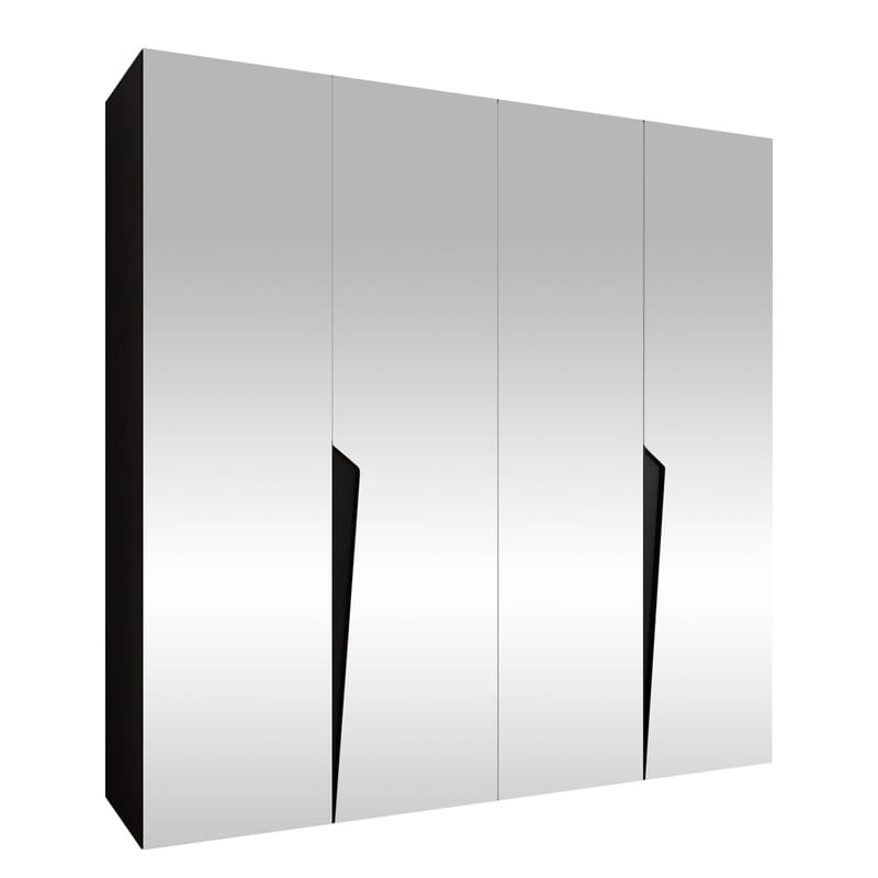 Barile Garderob med spegel 200 cm - svart - Förvaring - Klädförvaring - Garderob & garderobssystem