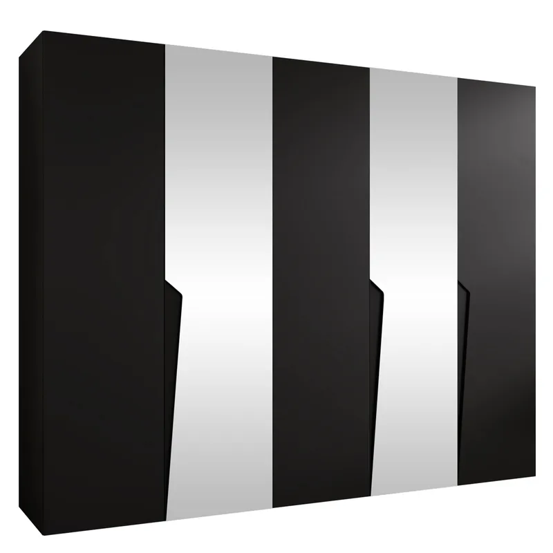 Barile Garderob med spegel 250 cm - Svart - Förvaring - Klädförvaring - Garderob & garderobssystem - Klädskåp & fristående garderob