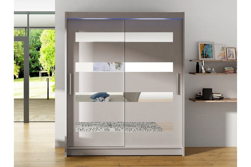 Bay Garderob m. Spegel 150x200 cm - Beige - Förvaring - Klädförvaring - Garderob & garderobssystem