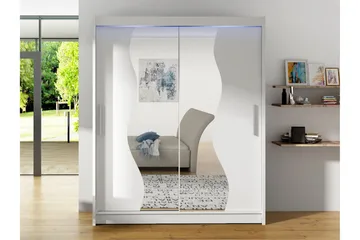 Bay Garderob m. Spegel 150x200 cm - Vit - Förvaring - Klädförvaring - Garderob & garderobssystem