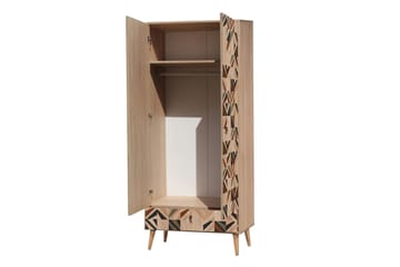 Bertoaria Garderob 80x190 cm Brun - Hanah Home - Förvaring - Klädförvaring - Garderob & garderobssystem