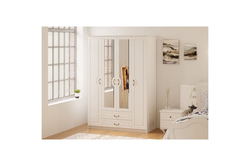 Beyric Garderob 140x210 cm - Matt Vit - Förvaring - Klädförvaring - Garderob & garderobssystem