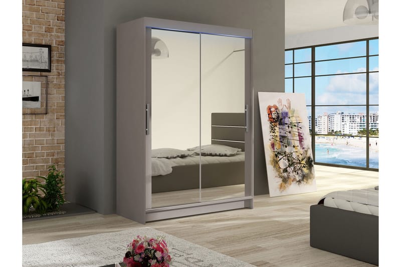Biscayne Garderob m. Spegel 120x200 cm - Beige - Förvaring - Klädförvaring - Garderob & garderobssystem