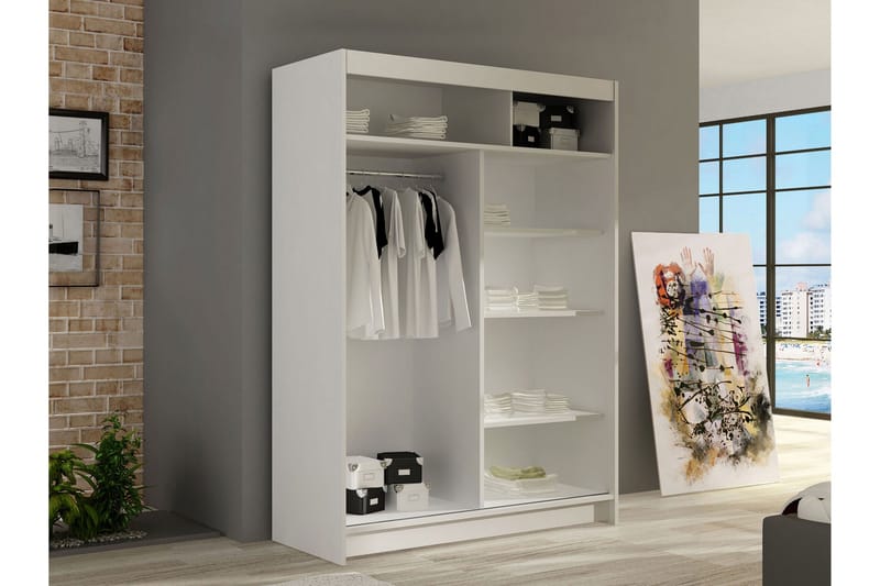 Biscayne Garderob m. Spegel 120x200 cm - Beige - Förvaring - Klädförvaring - Garderob & garderobssystem