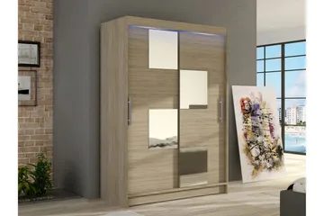 Biscayne Garderob m. Spegel 120x200 cm - Brun - Förvaring - Klädförvaring - Garderob & garderobssystem