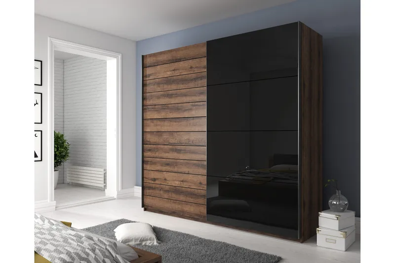 Bovera Garderob 61x200 cm - Teak/Svart - Förvaring - Klädförvaring - Garderob & garderobssystem