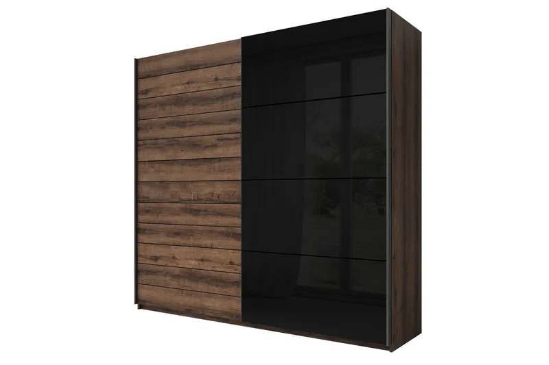 Bovera Garderob 61x200 cm, Teak/Svart