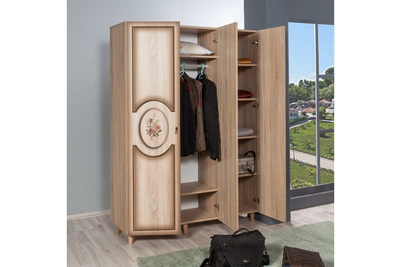 Brokind Garderob 135 cm - Brun/Ek - Förvaring - Klädförvaring - Garderob & garderobssystem