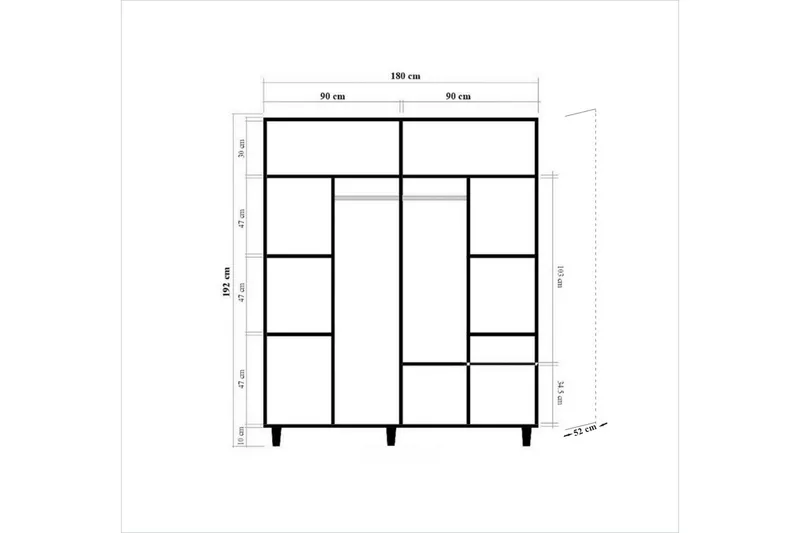 Brokind Garderob 180 cm - Ek/Brun - Förvaring - Klädförvaring - Garderob & garderobssystem
