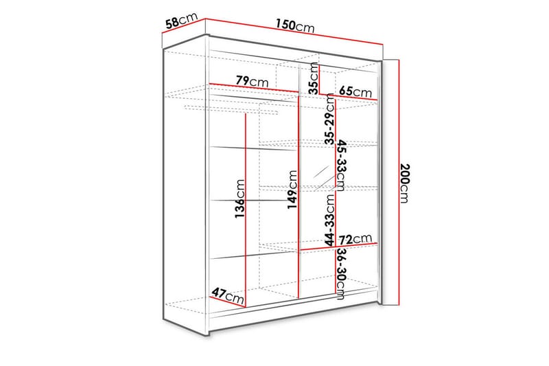 Camino Garderob 58x150 cm - Svart - Förvaring - Klädförvaring - Garderob & garderobssystem