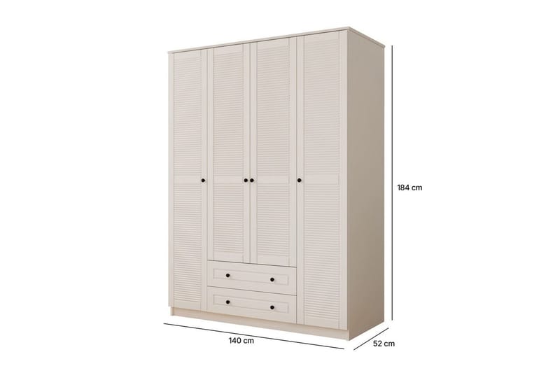 Ceyras Garderob 140x184 cm - Matt Vit - Förvaring - Klädförvaring - Garderob & garderobssystem