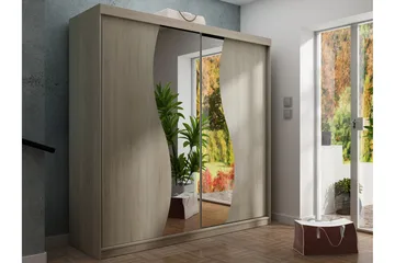 Dunkra Garderob m. Spegel 200x200 cm - Brun - Förvaring - Klädförvaring - Garderob & garderobssystem