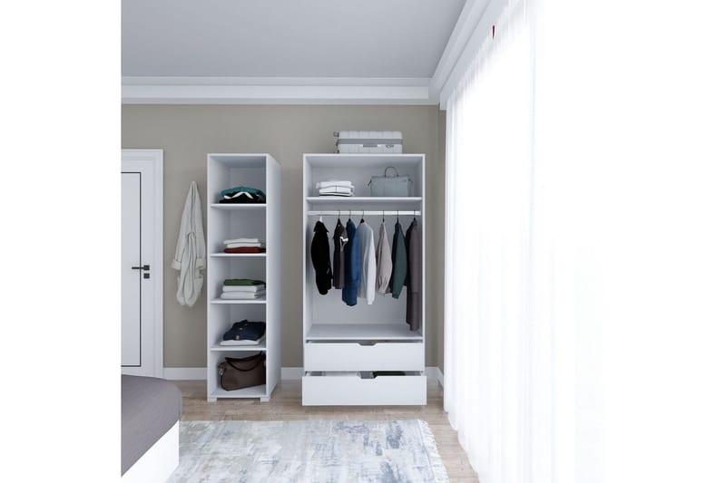 Durusu Garderob 130x183 cm - Vit - Förvaring - Klädförvaring - Garderob & garderobssystem