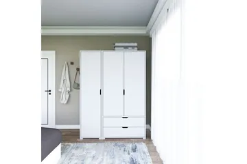 Durusu Garderob 130x183 cm - Vit - Förvaring - Klädförvaring - Garderob & garderobssystem