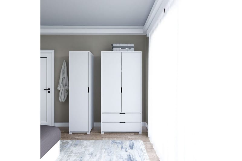Durusu Garderob 130x183 cm - Vit - Förvaring - Klädförvaring - Garderob & garderobssystem