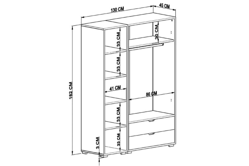 Durusu Garderob 130x183 cm - Vit - Förvaring - Klädförvaring - Garderob & garderobssystem