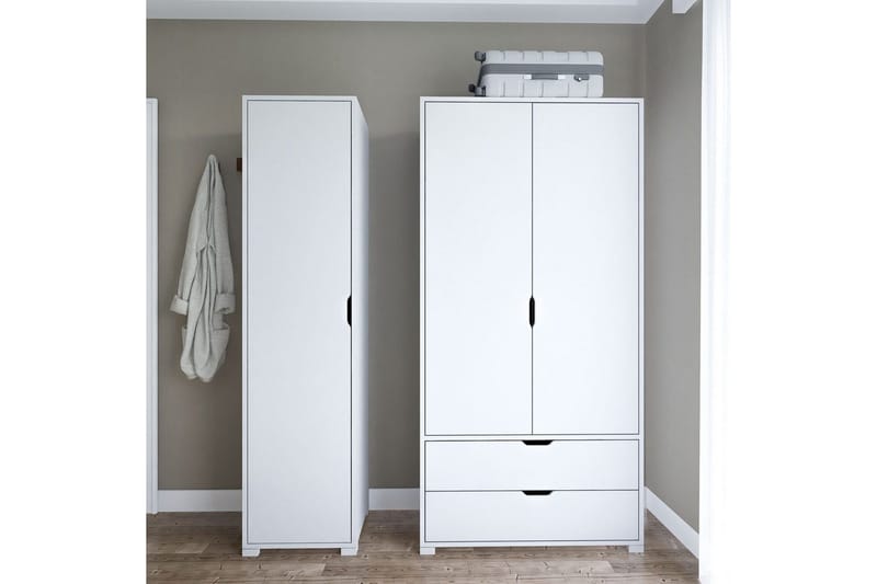 Durusu Garderob 130x183 cm - Vit - Förvaring - Klädförvaring - Garderob & garderobssystem