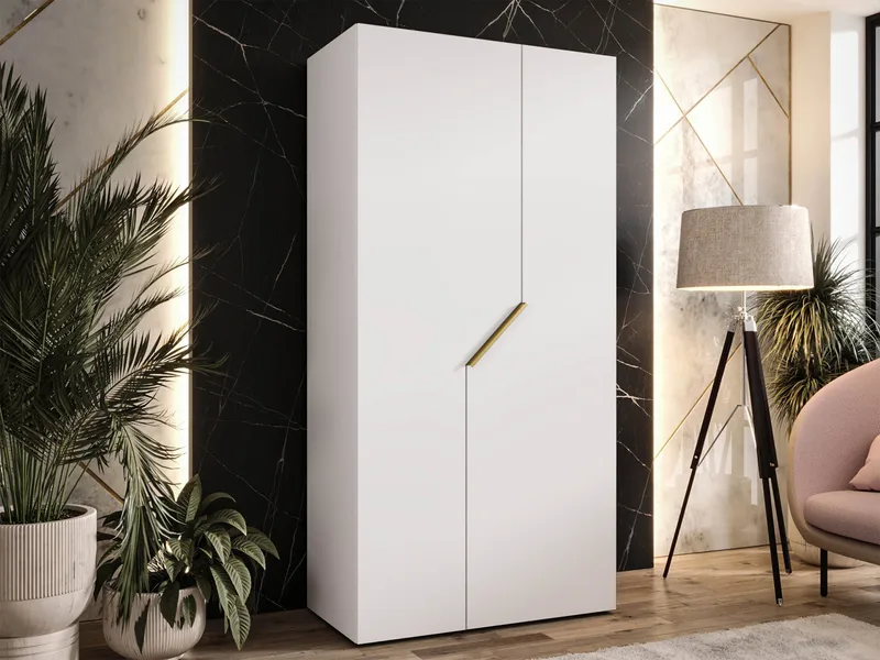 Eikra Garderob 100 cm - Vit, guld - Förvaring - Klädförvaring - Garderob & garderobssystem