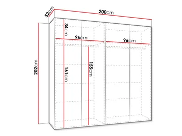 Eikra Garderob 200 cm - Vit med guldhandtag - Förvaring - Klädförvaring - Garderob & garderobssystem