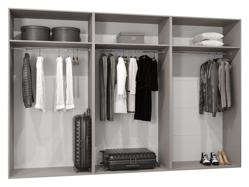 Eikra Garderob med spegel 300 cm - cashmere - Förvaring - Klädförvaring - Garderob & garderobssystem - Klädskåp & fristående garderob