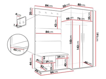 Farosa Hallmöbelset 164x191 cm - Valnöt + Manila 04 - Förvaring - Klädförvaring - Garderob & garderobssystem - Hörngarderob