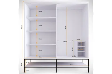 Elesham Garderob 57x190 - Vit/Svart/Guld - Förvaring - Klädförvaring - Garderob & garderobssystem - Klädskåp & fristående garderob