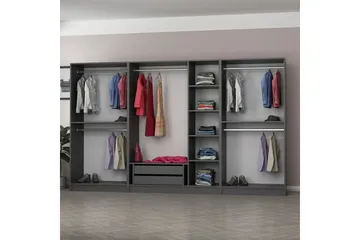 Fruitland Garderob 315 cm - Antracit - Förvaring - Klädförvaring - Garderob & garderobssystem - Klädskåp & fristående garderob
