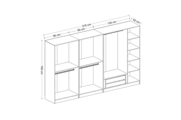 Fruitland Garderob 315 cm - Antracit - Förvaring - Klädförvaring - Garderob & garderobssystem - Klädskåp & fristående garderob